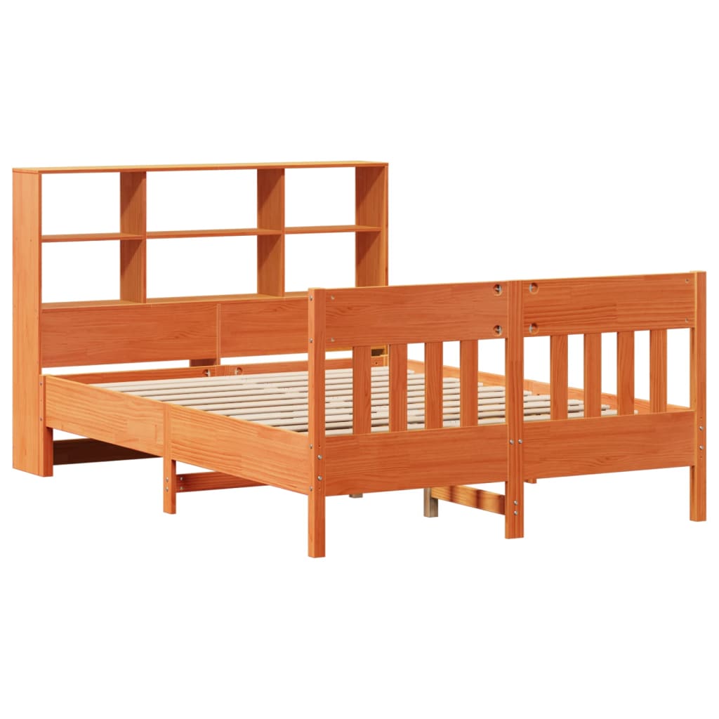 Bed Frame without Mattress Wax Brown 140x190 cm Solid Wood Pine