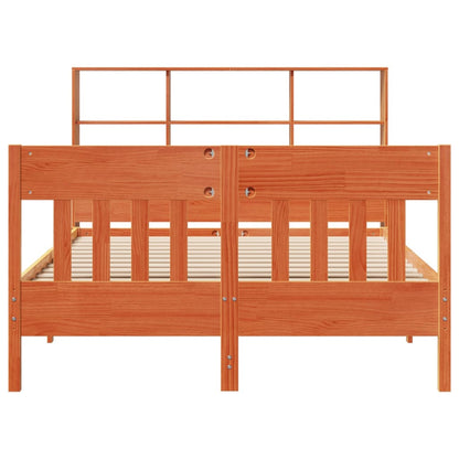 Bed Frame without Mattress Wax Brown 140x190 cm Solid Wood Pine