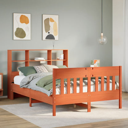 Bed Frame without Mattress Wax Brown 140x190 cm Solid Wood Pine
