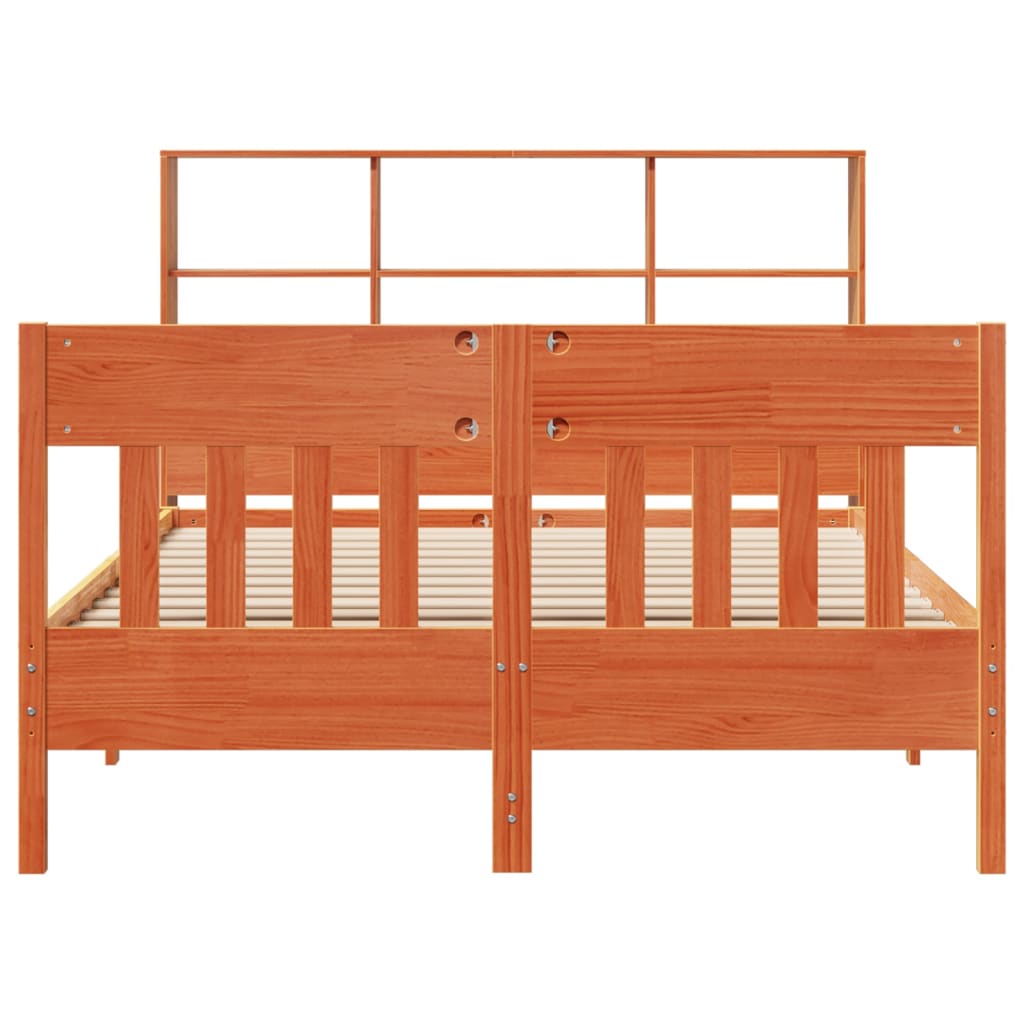 Bed Frame without Mattress Wax Brown 135x190 cm Double Solid Wood Pine