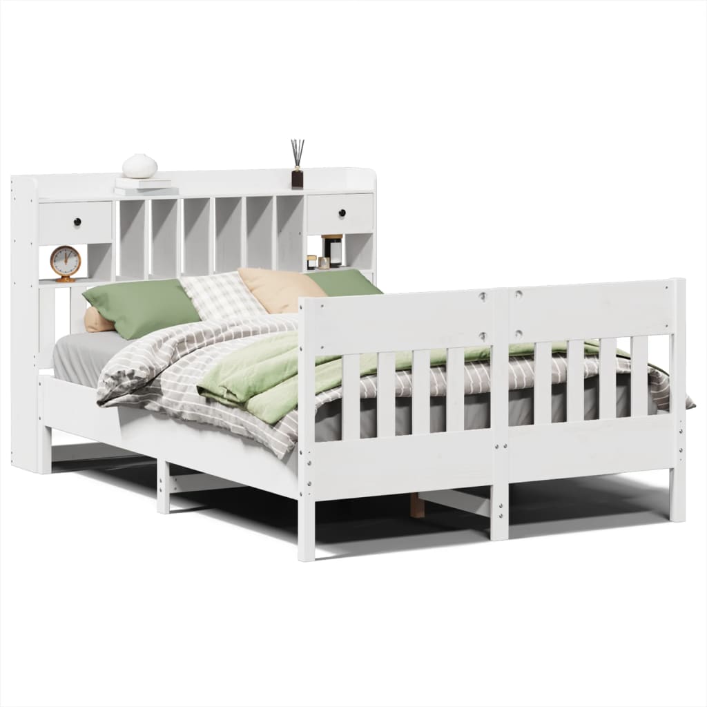 Bed Frame without Mattress White 150x200 cm King Size Solid Wood Pine