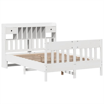 Bed Frame without Mattress White 150x200 cm King Size Solid Wood Pine