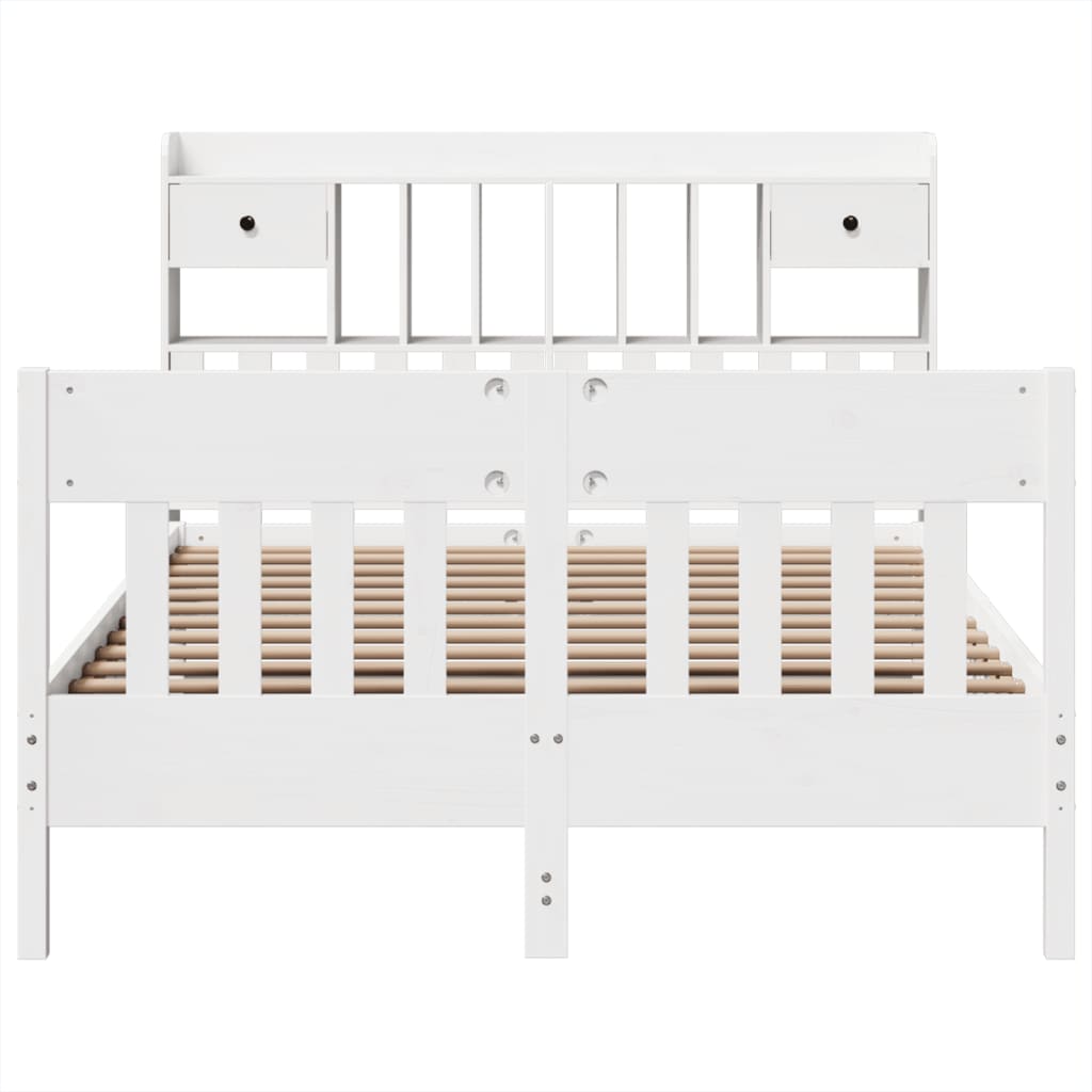 Bed Frame without Mattress White 150x200 cm King Size Solid Wood Pine