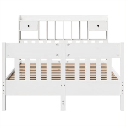 Bed Frame without Mattress White 150x200 cm King Size Solid Wood Pine