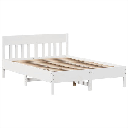 Bed Frame without Mattress White 150x200 cm King Size Solid Wood Pine
