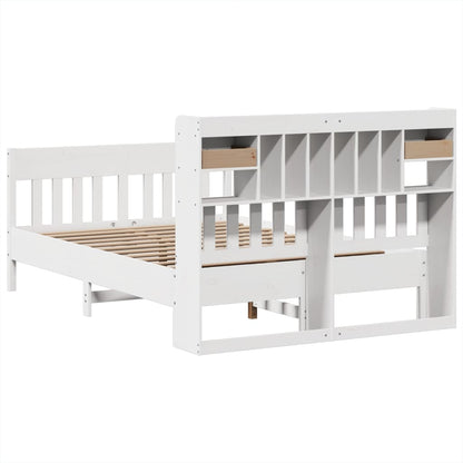 Bed Frame without Mattress White 150x200 cm King Size Solid Wood Pine