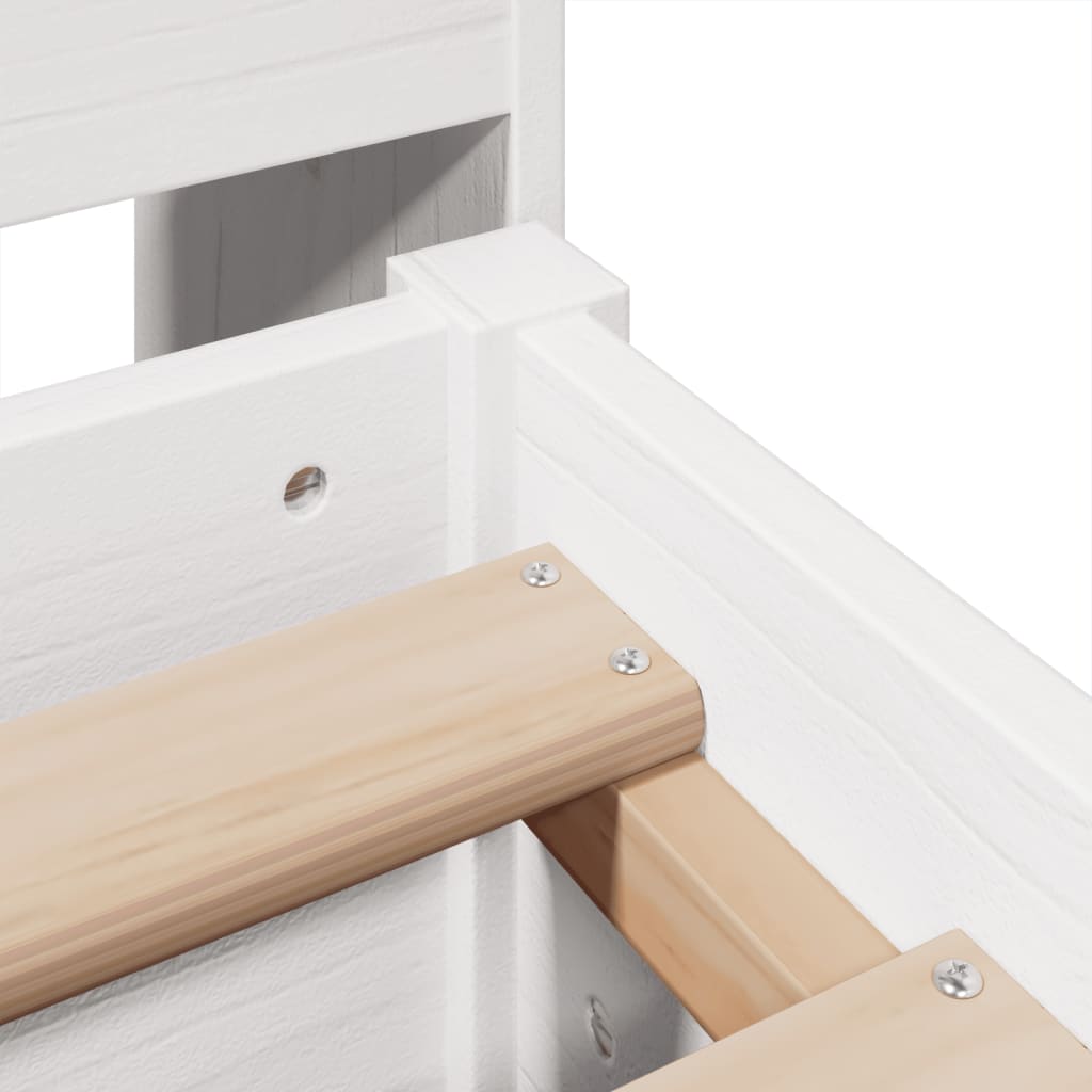 Bed Frame without Mattress White 150x200 cm King Size Solid Wood Pine