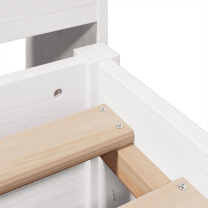 Bed Frame without Mattress White 150x200 cm King Size Solid Wood Pine
