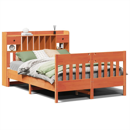Bed Frame without Mattress Wax Brown 140x200 cm Solid Wood Pine