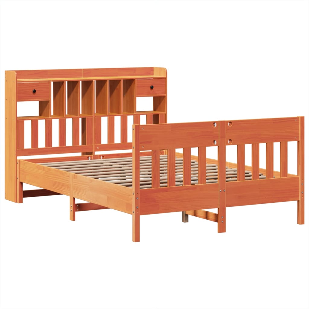Bed Frame without Mattress Wax Brown 140x200 cm Solid Wood Pine