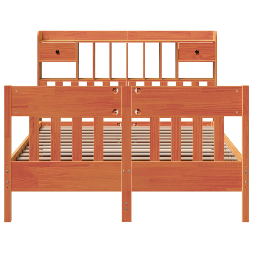 Bed Frame without Mattress Wax Brown 140x200 cm Solid Wood Pine