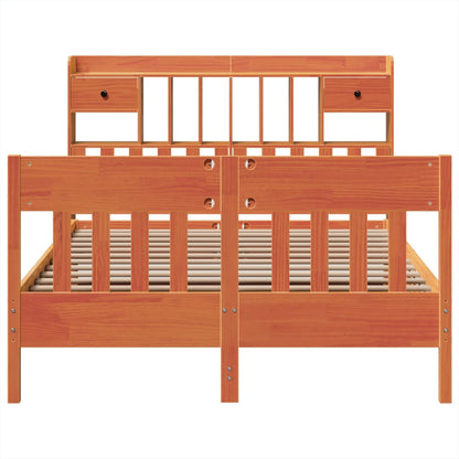 Bed Frame without Mattress Wax Brown 140x200 cm Solid Wood Pine