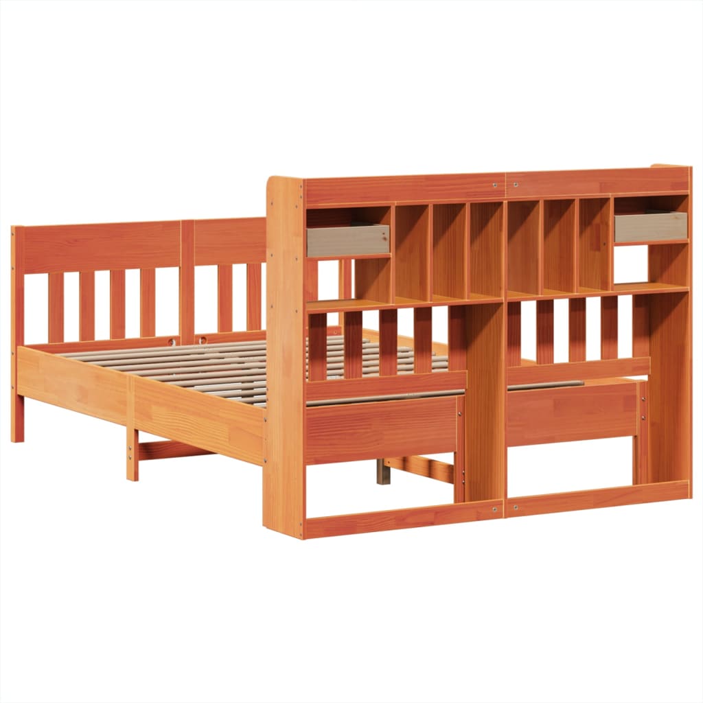 Bed Frame without Mattress Wax Brown 140x200 cm Solid Wood Pine