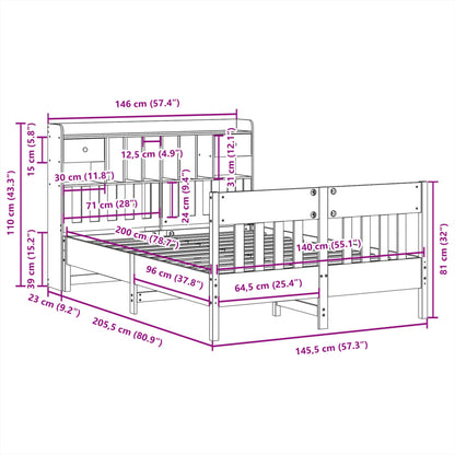 Bed Frame without Mattress Wax Brown 140x200 cm Solid Wood Pine
