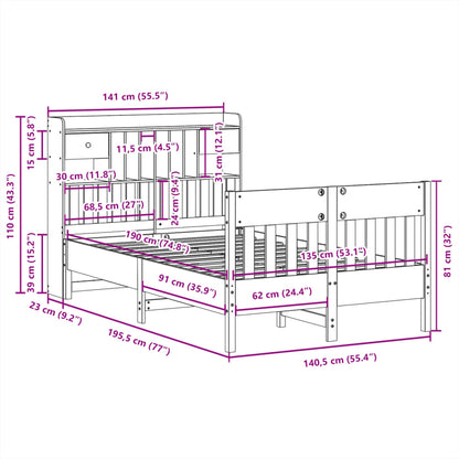 Bed Frame without Mattress Wax Brown 135x190 cm Solid Wood Pine
