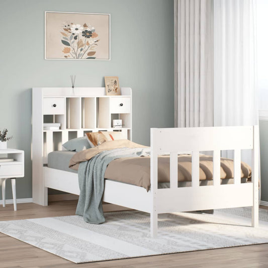 Bed Frame without Mattress White 75x190 cm Small Single Solid Wood Pine