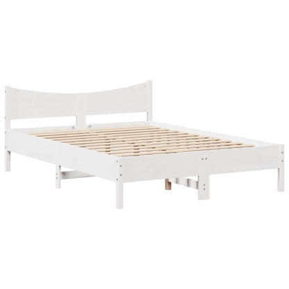 Bed Frame without Mattress White 150x200 cm King Size Solid Wood Pine