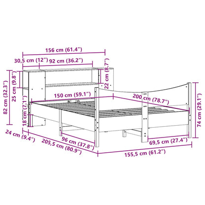 Bed Frame without Mattress White 150x200 cm King Size Solid Wood Pine
