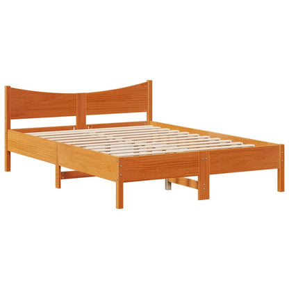Bed Frame without Mattress Wax Brown 150x200 cm King Size Solid Wood Pine
