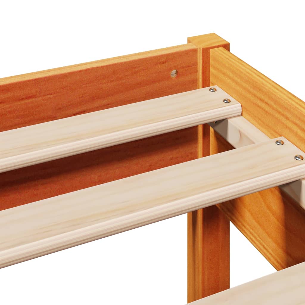 Bed Frame without Mattress Wax Brown 150x200 cm King Size Solid Wood Pine