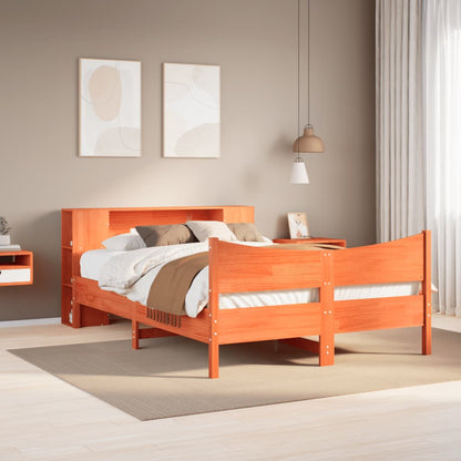 Bed Frame without Mattress Wax Brown 150x200 cm King Size Solid Wood Pine