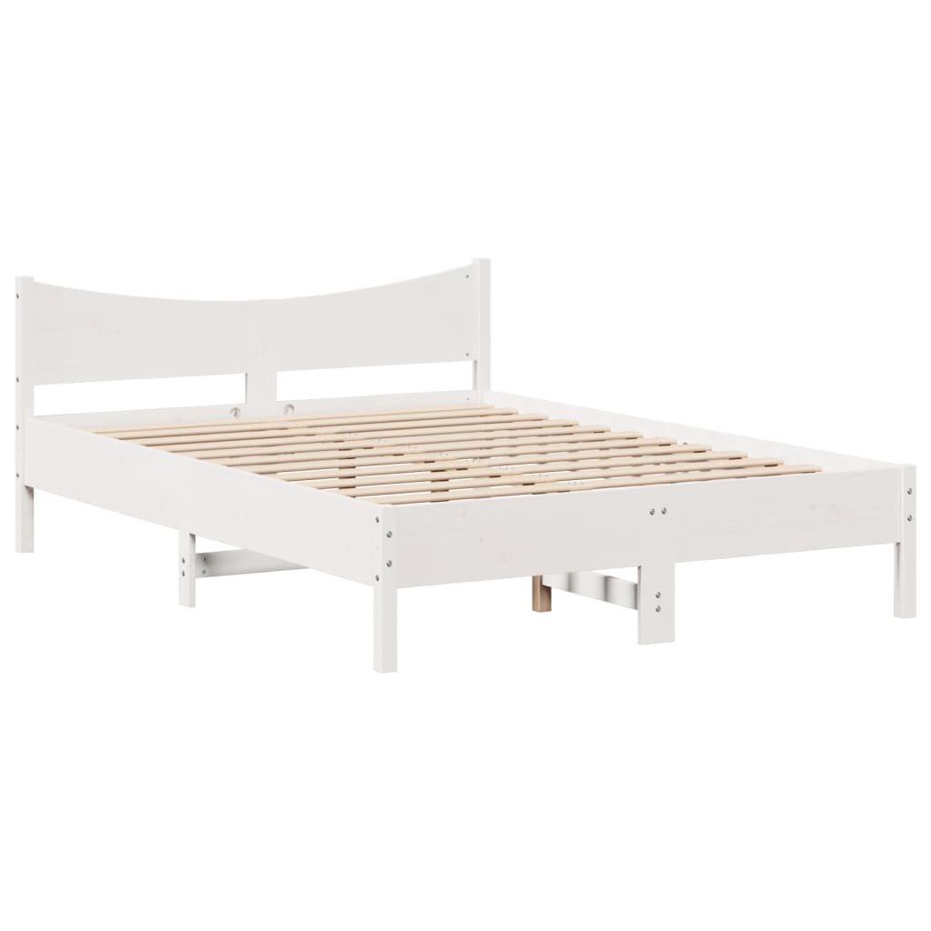 Bed Frame without Mattress White 140x200 cm Solid Wood Pine
