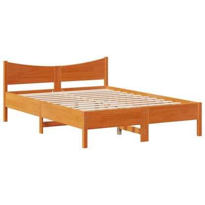 Bed Frame without Mattress Wax Brown 140x190 cm Solid Wood Pine