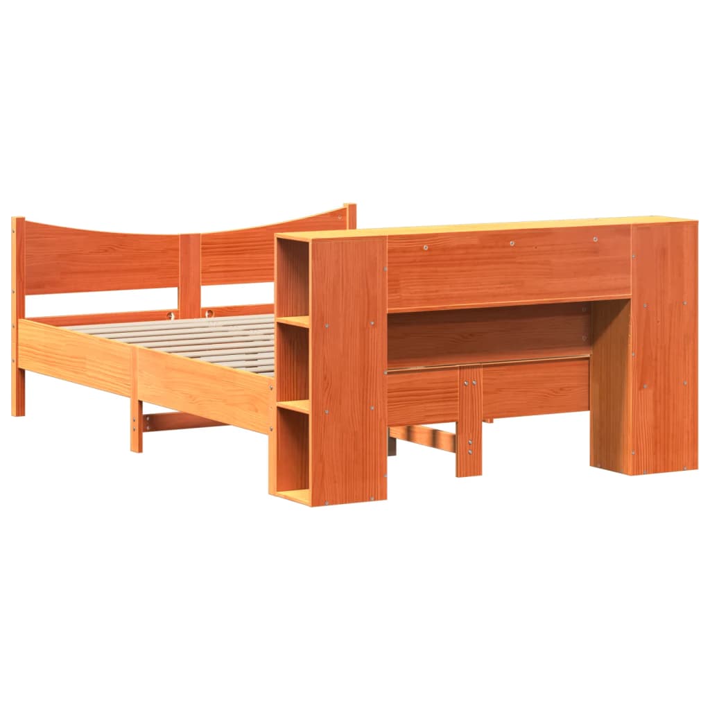 Bed Frame without Mattress Wax Brown 140x190 cm Solid Wood Pine