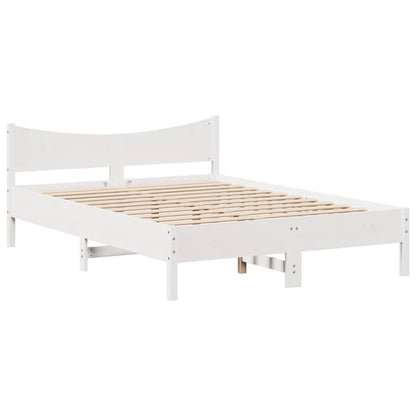 Bed Frame without Mattress White 135x190 cm Double Solid Wood Pine