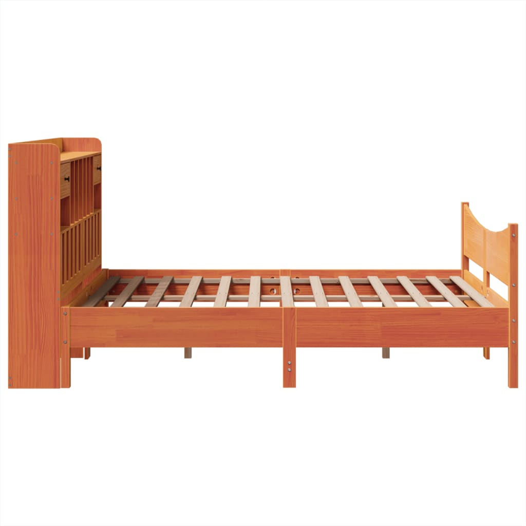 Bed Frame without Mattress Wax Brown 160x200 cm Solid Wood Pine