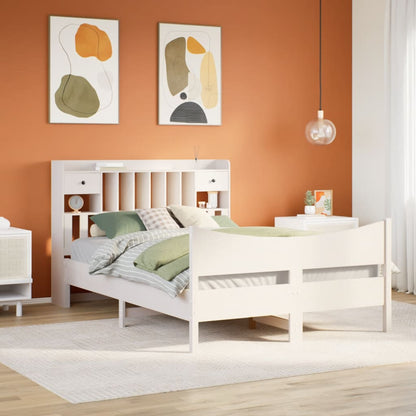 Bed Frame without Mattress White 150x200 cm King Size Solid Wood Pine