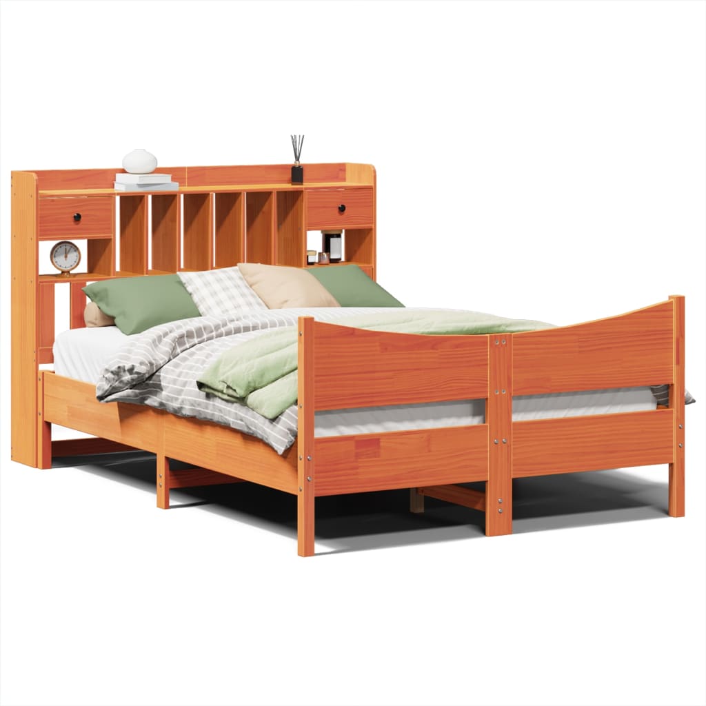 Bed Frame without Mattress Wax Brown 150x200 cm King Size Solid Wood Pine