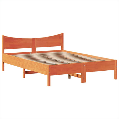 Bed Frame without Mattress Wax Brown 150x200 cm King Size Solid Wood Pine