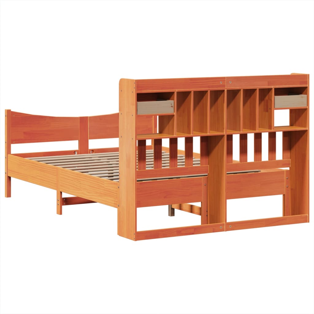 Bed Frame without Mattress Wax Brown 150x200 cm King Size Solid Wood Pine