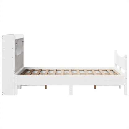 Bed Frame without Mattress White 135x190 cm Double Solid Wood Pine