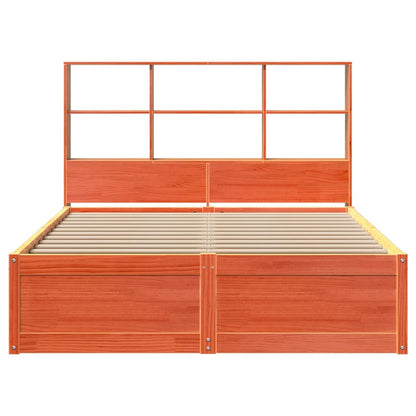 Bed Frame without Mattress Wax Brown 135x190 cm Double Solid Wood Pine