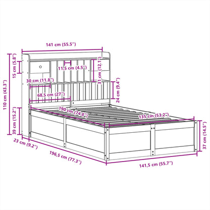 Bed Frame without Mattress Wax Brown 135x190 cm Double Solid Wood Pine