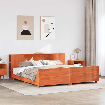 Bed Frame without Mattress Wax Brown 200x200 cm Solid Wood Pine
