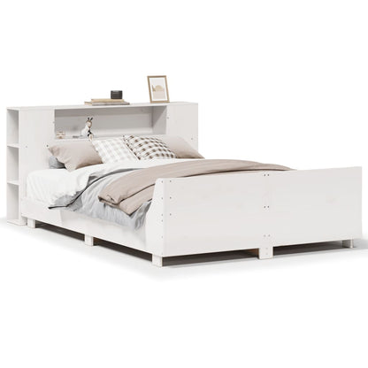 Bed Frame without Mattress White 150x200 cm King Size Solid Wood Pine