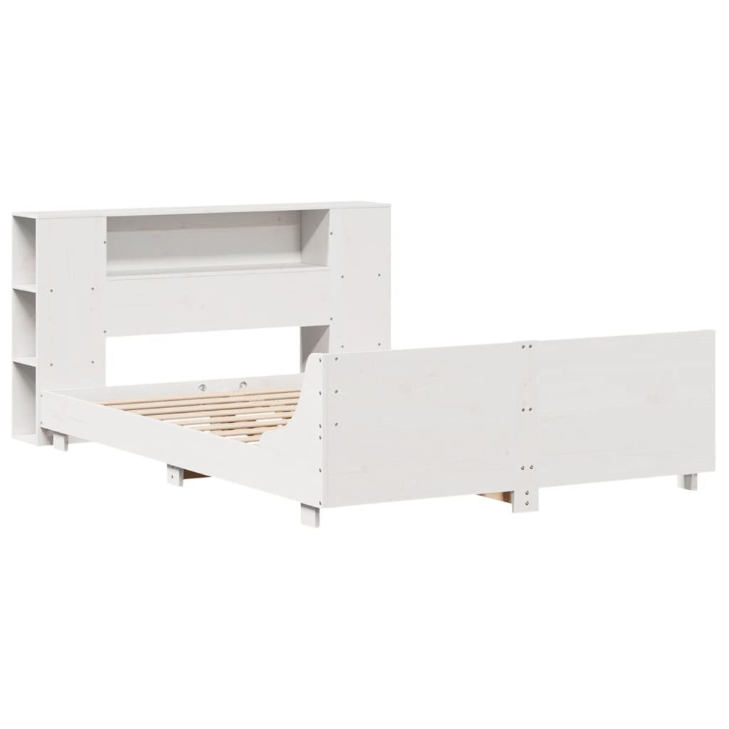 Bed Frame without Mattress White 150x200 cm King Size Solid Wood Pine