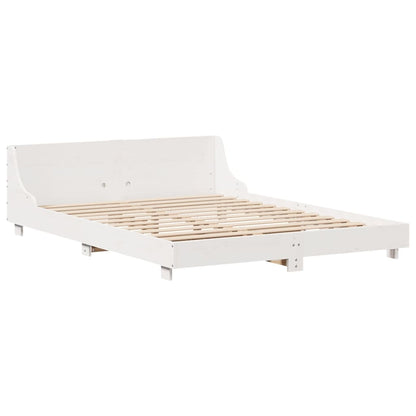 Bed Frame without Mattress White 150x200 cm King Size Solid Wood Pine