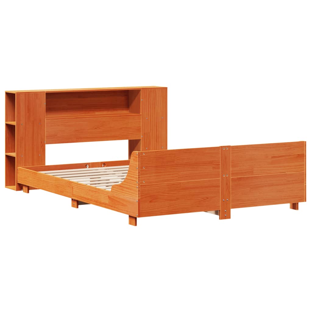 Bed Frame without Mattress Wax Brown 150x200 cm King Size Solid Wood Pine