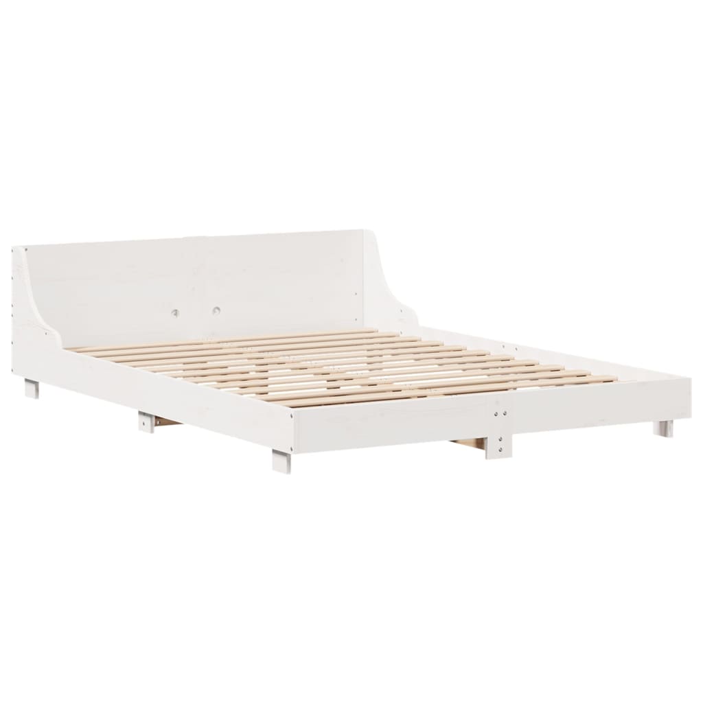 Bed Frame without Mattress White 140x190 cm Solid Wood Pine