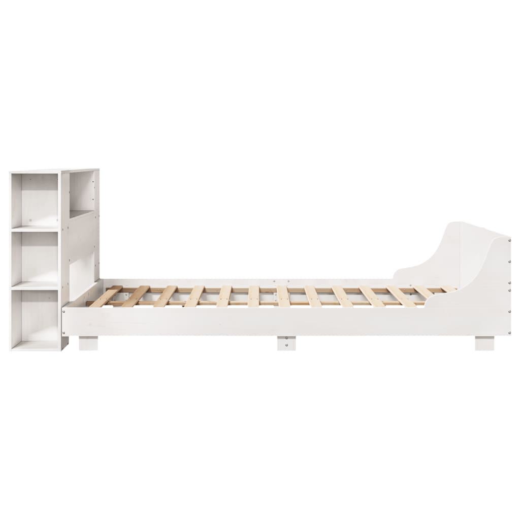 Bed Frame without Mattress White 140x190 cm Solid Wood Pine
