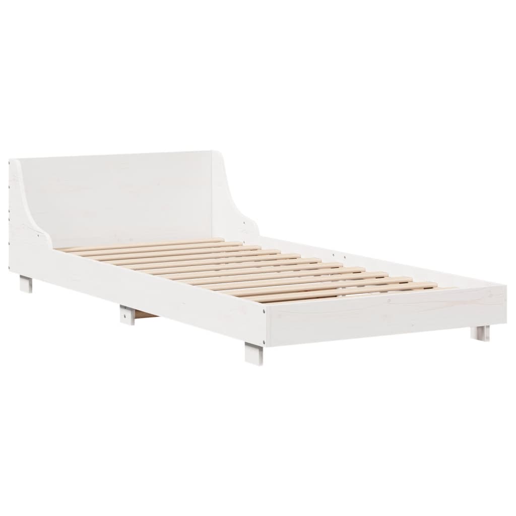 Bed Frame without Mattress White 75x190 cm Small Single Solid Wood Pine