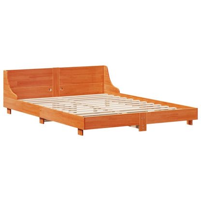 Bed Frame without Mattress Wax Brown 160x200 cm Solid Wood Pine