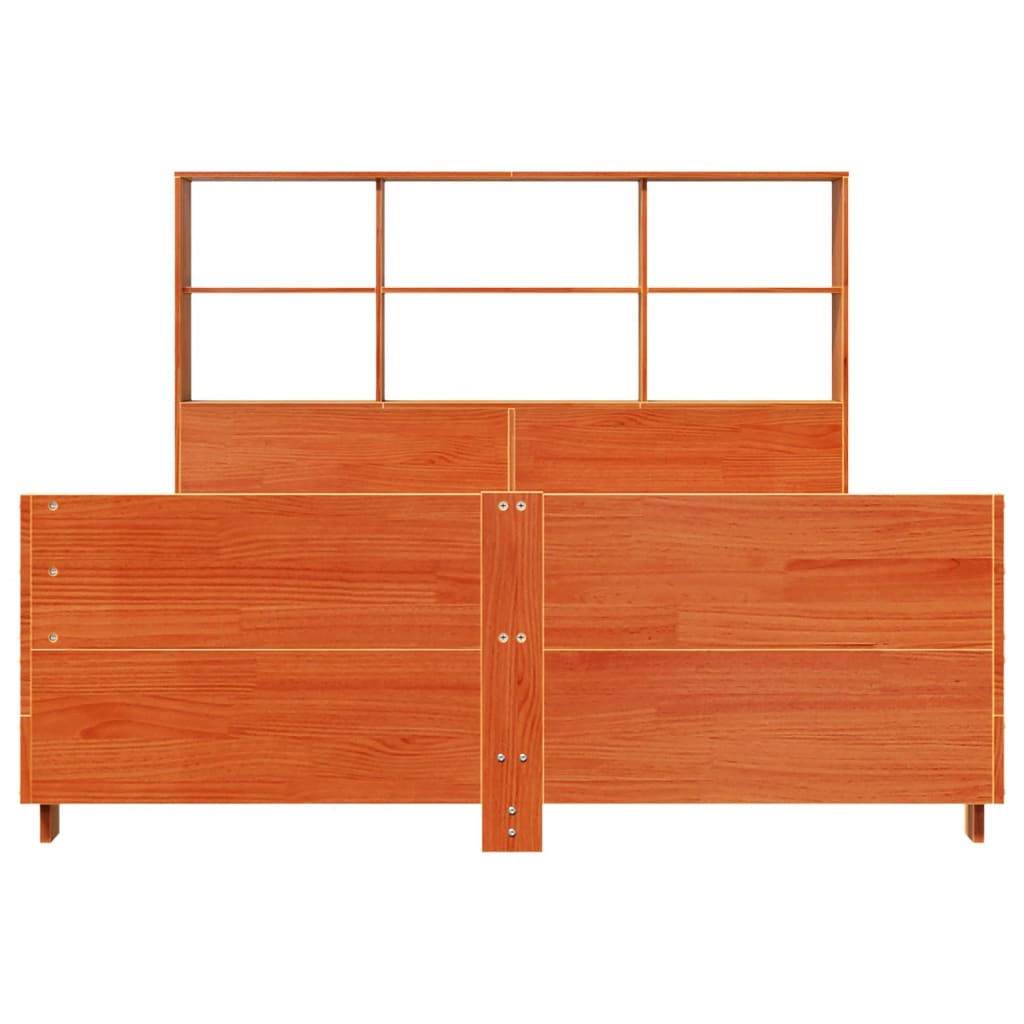 Bed Frame without Mattress Wax Brown 150x200 cm King Size Solid Wood Pine