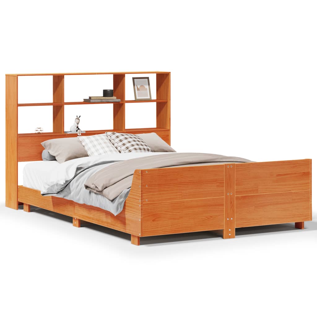 Bed Frame without Mattress Wax Brown 140x190 cm Solid Wood Pine