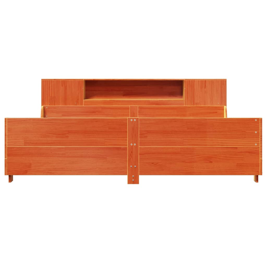 Bed Frame without Mattress Wax Brown 200x200 cm Solid Wood Pine