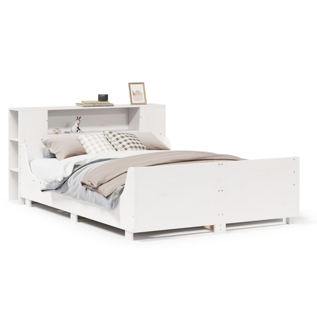 Bed Frame without Mattress White 150x200 cm King Size Solid Wood Pine